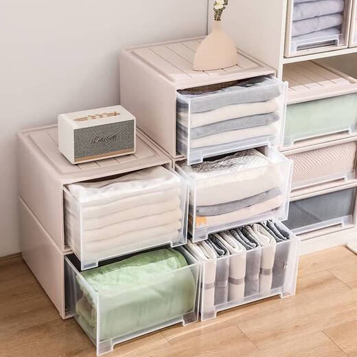 Schublade Aufbewahrungsbox Kunststoff Haushalt transparent Finishing Box Kleiderschrank Schlaflocken Schlafloch Kleidung Kleidung Aufbewahrungsschrank D3523 Tiefe 47* Breite 35* Höhe 23 cm transparent ein Stück