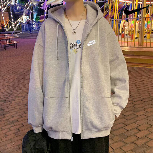耐克（NIKE）官方 舰店夹克男女 25夏季新款运动休闲卫衣防风针织情侣上衣外套 灰色/情侣款单件/晒图退10 S (165/84A)