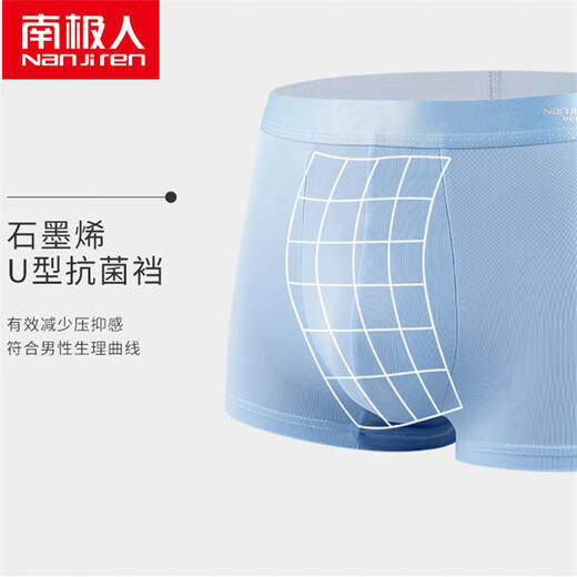 Nanjiren Unterwäsche Herreneis Seide Dünne Boxer 5A-Grad Graphen atmungsaktive großgröße Sommerboxerhose (Packung) 9922-6-Narrow Blau Hellgrau Blaues Grün 4 Streifen L.