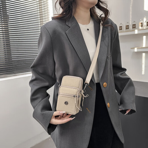 Yeonwoo summer fashion mobile phone bag coin purse Korean textured Oxford cloth small bag shoulder bag arm bag versatile oblique gray