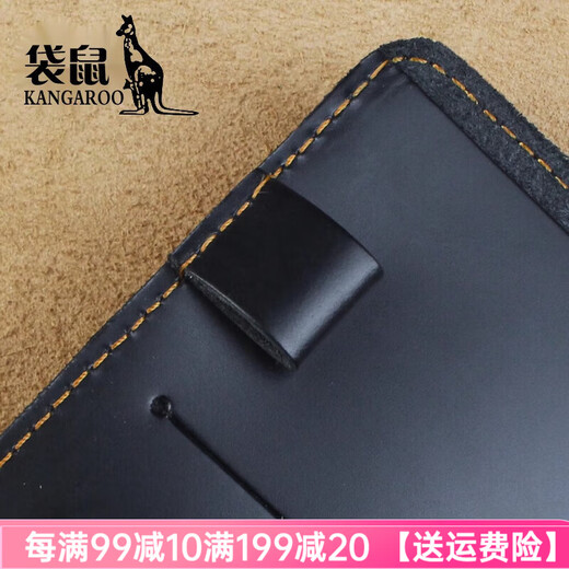 袋鼠品牌奢侈真皮护照包男女头层牛皮护照夹复古多功能港澳台护照保护 亮黑色