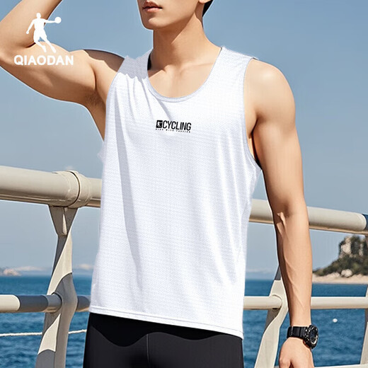 Jordan Sports Vest Men's 2025 Summer New Mesh Breathable Quick-Drying Cycling Sleeveless Top Men's Running Fitness T-Shirt Jordan White M/170