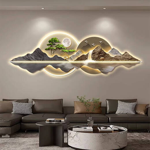 溥畔靠山图氛围灯画新客厅装饰画大气沙发背景墙挂画卧室LED壁灯 A靠山图 9030c常规版不带灯