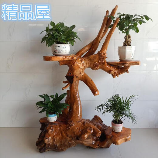 Wurzel geschnitzte Ständer Baumwurzel natürliche Ornament Massivholz Block Wohnzimmer Mehrschicht Bonsai Fischtank Basis Grün Ivy Balkon Sonderangebot H6636 Ein Bild One Sache