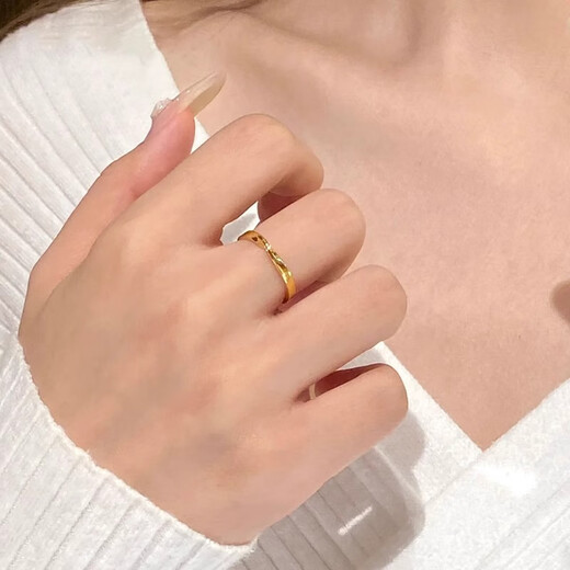 Yage 999 pure gold-plated silver ring for women gold Möbius live ring couple ring as a birthday gift for girlfriend, a Möbius ring for women