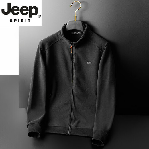 JEEP SPIRIT轻奢高端男装宽松春季新款立领开衫卫衣男士休闲运动夹克外套新品 军绿色 JEEP9901 M