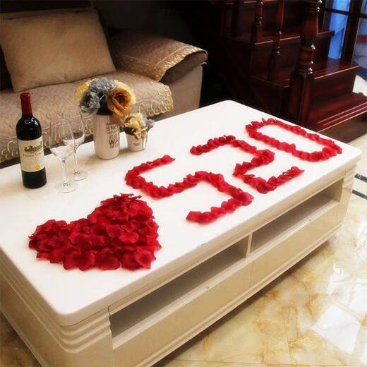 XMSJ仿真玫瑰花瓣结婚表白装饰手撒花情人节求婚制造浪漫婚房布置用品 香槟色一斤7000片