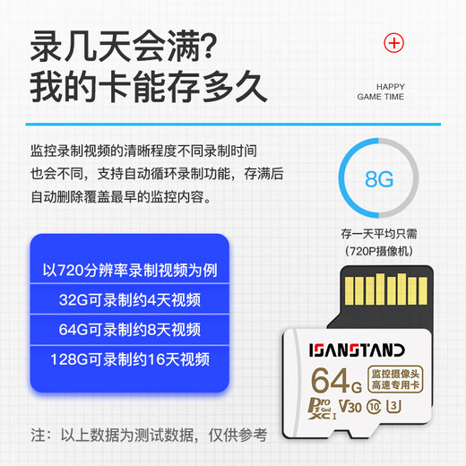 SanStand memory card is suitable for Haier surveillance memory card dedicated high-speed class10 FAT32 format home camera 64G micro sd card surveillance high-speed memory card 32G card reader provided