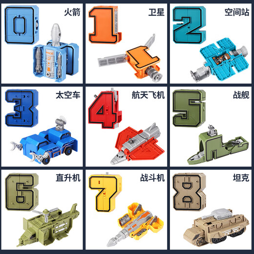 
New digital Transformers children's educational assembled robot toys, boys and girls, car robots, large combination number 0-9 [Combined small robot] gift box