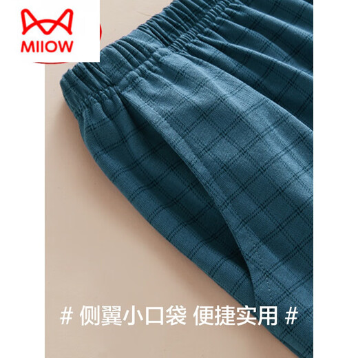 Catman (MiiOW) high-end pajamas for men pure cotton short sleeves can be worn in summer for casual shorts thin men's cotton home clothing set 16759 XXXL (Suggested 145-175Jin [Jin equals 0.5 kg])