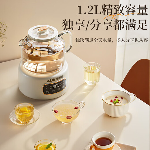 AUX Health Pot All-Glass Thermostatic Pot 1.2L Office Multifunctional Teapot Flower Teapot 0 Metal Tea Maker Electric Kettle ASH-12AZX-47 With Filter