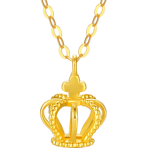 Saturday Lucky Yellow 18K Gold Necklace Crown Color Gold Necklace Birthday Gift KH067844 About 1.5g 40+5cm