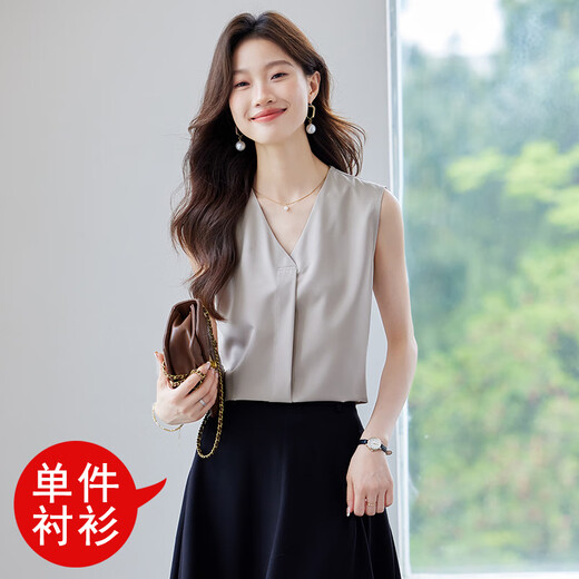 Yanxun White Kurzärmeleitshemd für Frauen 2025 Sommer Neues Design Nischen-AGE-reduzierende Hemd French Casual Vielseitige Top Single Piece 9889 Aprikosenhemd L für 105-115jin [Jin gleich 0,5 kg] geeignet.