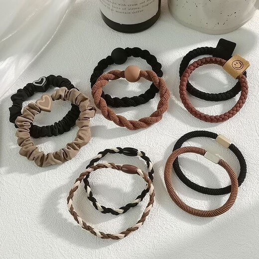 Yuqi High Elasticity Simple Hair Tie Hair Rubber Band Headband Hair Accessory Cute Girly Heart Hair Hoop Artifact for Women 5-piece Set 1 Pack Black