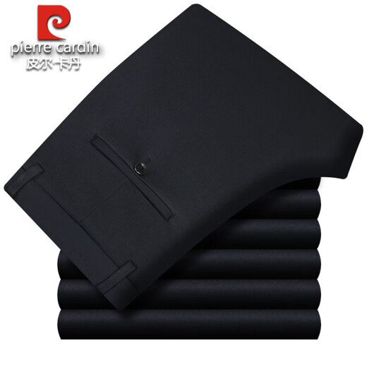 
Pier Cardin Mulberry Silk Trousers Men's 2025 New Business Summer Thin Loose Straight Pants Middle-aged and Elderly High Waist Suit Pants 9207 Black Stripes [Summer] Thin Style 29 [2 feet 2 Waist]