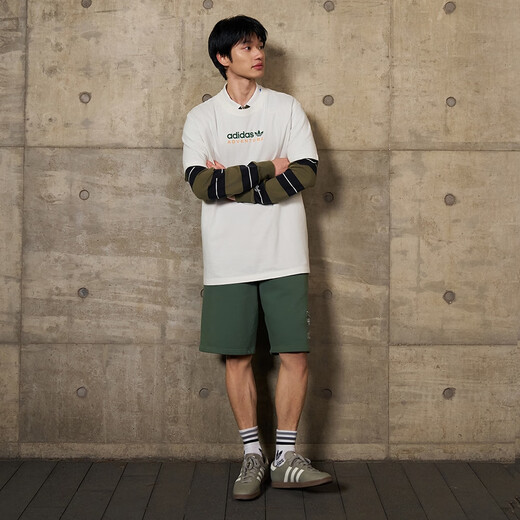 
adidas loose printed pure cotton sports top round neck short-sleeved T-shirt men's summer adidas Clover Hanyu White M