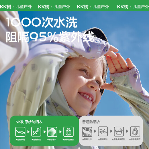 KocotreeKK tree original yarn children's sun protection clothing baby girl anti-UV boy skin clothing jacket summer 2024 new style Monet Qing 120 recommended height 110-120CM