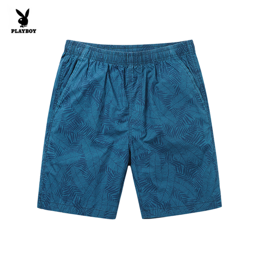 Playboy (Playboy) Reine Baumwollshorts für Männer gerade lose fünf Punkte Hose für Sommer dünne lässige, atmungsaktive und modische Sportstrand mit mittlerem Sport für Männer 9215-Naru Blue 2xl empfohlen 150-170jin [Jin gleich 0,5 kg]