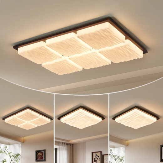 OPP 2025 NUEVA Sala de estar Luz de techo medieval Nanyang Estilo NUEVO moderno Simple Atmosférico Cubo de hielo Sala de estar Lámpara de la lámpara de lámpara principal Instalación Fuente de luz RA9755cm Negro