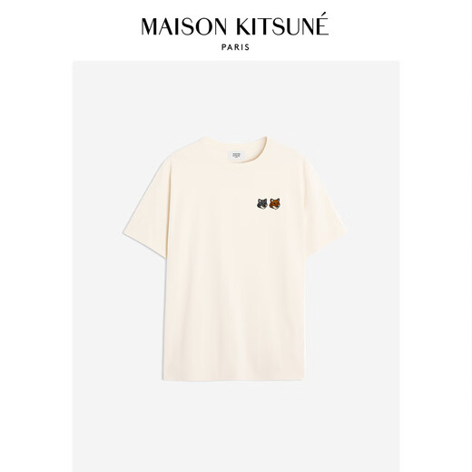Maison Kitsune Wei Daxun Même style Couleur gras à deux t-t-t-t-t-shirts décontractés P702 [White lait] S