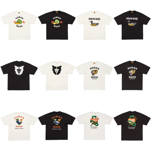 Haidiluo Année de serpent japonais T-shirt à manches courtes JJ Lin Men et femmes T-shirt T-shirt printemps et été 3937 Black S