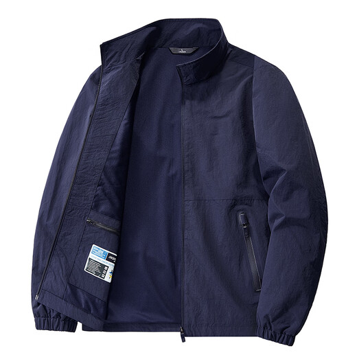 Gu Qian Spring and Autumn Stand Collar Jacket Men's Thin Casual Windproof and Waterproof Loose Youth Large Size Winter Velvet Commuting Top Army Green XL Recommended 125-140 Jin Jin equals about 0.5 kg