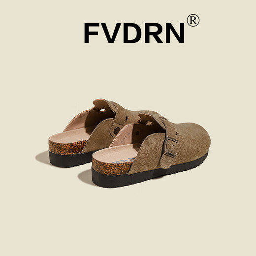 Luxury style bag-toe slippers for women 2025 new summer wear retro casual flat sole soft sole Birkenstock slippers HCS--828-1A deep khaki 36