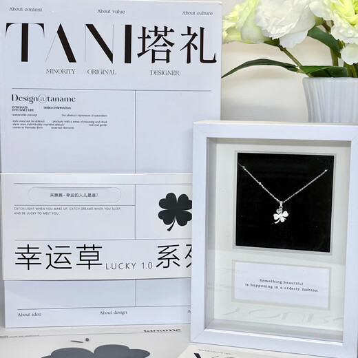 Taname good luck always lies in the necklace tower gift four-leaf clover necklace niche design clavicle chain birthday gift for girls 999 pure silver full gift box