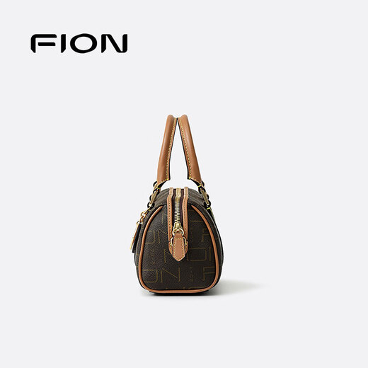 菲安妮（FION）2025新款包包女包老花波士顿手提包高级感单肩斜跨包 啡/茶