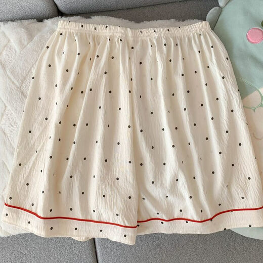 Außerdem Pyjama mit Brustpolster für Frauen, Sommerwolken-Baumwoll-Kurzarmhose, lose große dünne Sommer-Drei-teilige Set, Heimkleidung, H9928 Polka Dot KT Katze, brustloses Pad l