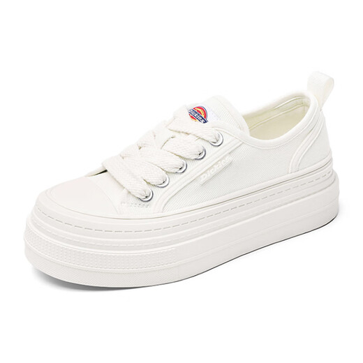 Dickies Britisch bequem und vielseitig dicke Sohle-Kee-resistente Hochhausschuhe Casual White Schuhe Trend Low Top Canvas Schuhe Frauen Beige 35
