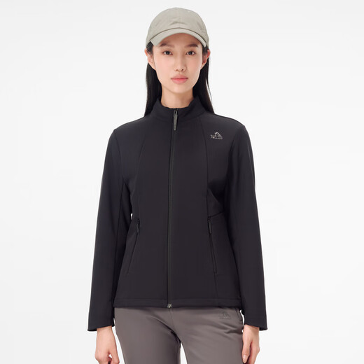 Pelliot (Pelliot) Weichschalenjacke für Frauen Outdoor Wanderanzug Ständer Slim Windproof plus samische Jacke für Frauen Stil Twilight Black S