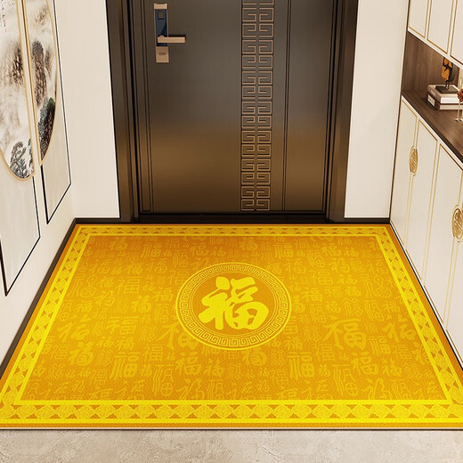 Yunmao golden entrance door floor mat Baifu leather entrance door entrance door can be scrubbed and changed shoes and foot mat for home use Baifu Food Jin 12159 1cm*1cm 60x90cm leather thickened 5MM