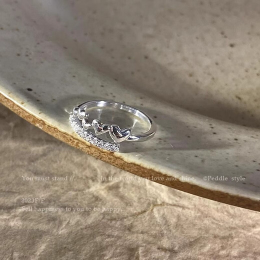 Pure white love three-piece ring set for women 2025 new popular couple bestie ring ins niche index finger ring ring three-piece ring set