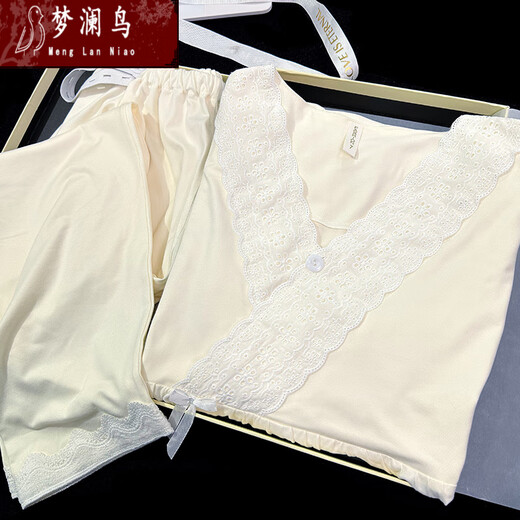 Menglanniao Pure Chotch Bervant Women Lummer Comsement Suit Thin Style послеродовой женский комфортный воздухопроницаемый набор пижамы 3519 [с грудной клеткой/съемным] l Число [предлагается 100 джин [Jin равняется 0,5 кг] -120 Jin [Jin равно 0,5 кг]]]]