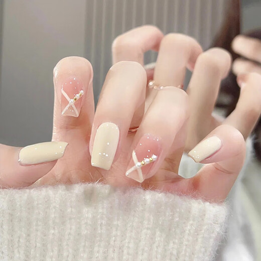 Uso de uñas Jelly Glye Glue de gama alta Xiaohongshu Patch de uñas cortas Arte de uñas Las uñas falsas se pueden separar por 1047# Crystal Purple Butterfly Phototerapia Estilo de pegamento