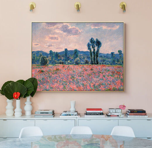 BEYZK Giverny's Spring Monet Oil Painting Home Living Room Modern Decorative Wall Hanging Painting Electric Meter Box Covering Painting Master Monet Coast 02 90x12035mm Thick Wood Color Frame
