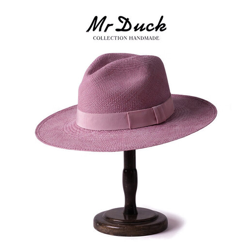 Mr DUCK Ecuador authentic Panamanian hat British gentleman jazz hat unisex wide brim hat sun hat Purple Tang color (8cm edge) M (55-58cm)