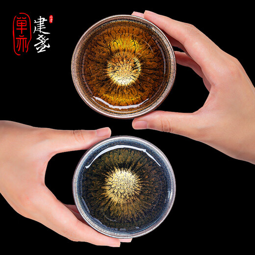 Shan Yijian tea cup intangible cultural heritage master cup to cup tea set tea cup-golden years