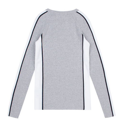 Tommy Hilfiger Tommy Women's Sweater European and American Color-blocking Casual Women's Round Neck Long Sleeve Knitted Sweater 033/499/056 Light Gray Spot Quick Delivery L