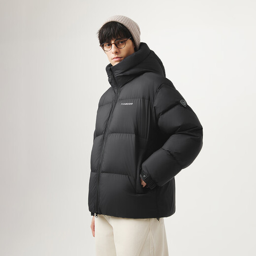 Tambor Puff Daunenjacke für Herren, kurze Kapuze, Silhouette, Herbst und Winter, warme, dicke Jacke, TA5530329Z, Schwarz, 175