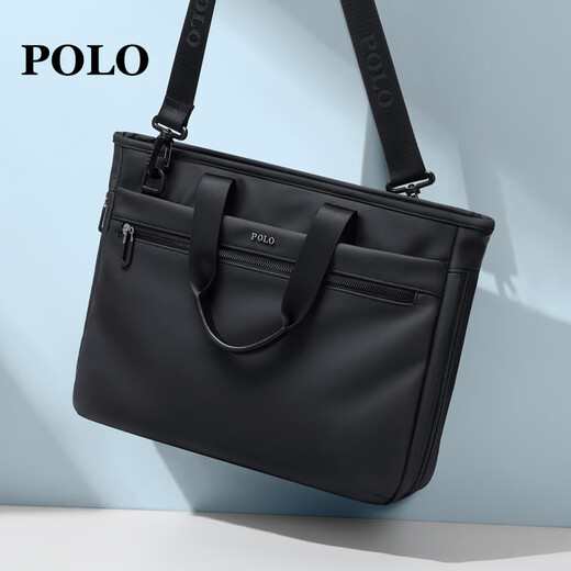 POLO Business Briefcase Men's Expandable Handbag 14/15.6-inch Computer Bag Conference File Bag Shoulder Bag