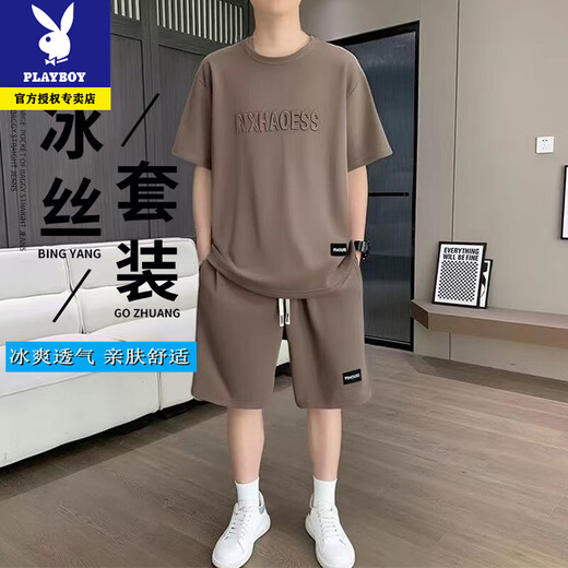 Conjunto de camisetas de manga corta de Playboy Men Men Men Men Summer Summer Summer New Shirts Shorts de dos piezas de dos piezas