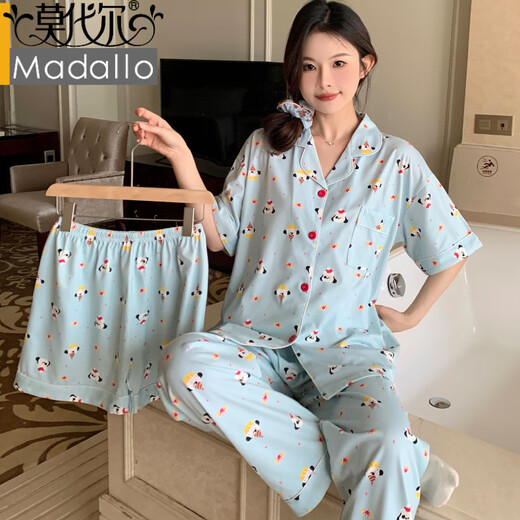 莫代尔冰丝睡衣女ins风凯蒂猫hellokitty春夏季可爱甜美三件套家居服女 14116# XL 【建议115-130斤】