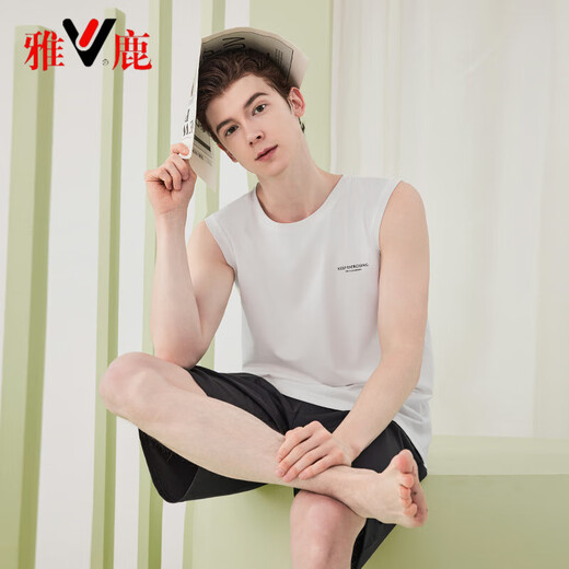 Yalu lanjing modal pijamas de algodón pantalones cortos de verano para hombres se puede usar ropa casera de pijamas para hombres se puede usar fuera de roca gris bxm679b l