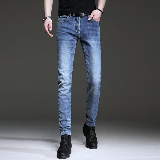 Jie yuepai sommer sommer neuer retro schwarze jeans Männer europäische und koreanische Stil trendy schlanke elastische kleine Füße Hosen Casual Hosen Männer 1049 Grau 28