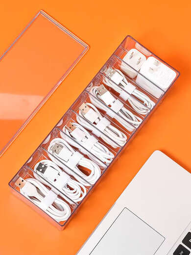 恩宝乐数据线收纳盒充电器整理神器手机线充电线大容量理线盒电源电线盒 数据线盒主图款-1个 货号4850