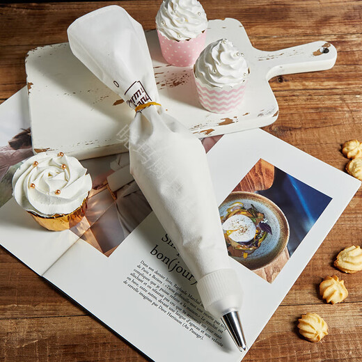 Magic Bean Shenghuo Sac à tuyauterie bouche bébé nourriture bébé biscuit beurre de gâteau de gâteau répété d'outils de cuisson à la maison Grand tissu en coton 4 capapules à biscuits moyens (ZY7027)