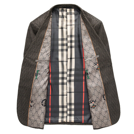 Lilang sense houndstooth iron-free men's casual suit 2025 spring and autumn business suit young and middle-aged fashion single western trend 2021 coffee color 2XL 185