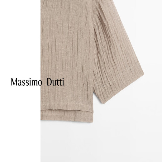Massimo Dutti discount upgrade 2026 women's elegant and versatile drapey loose and light linen shirt 05114715 light brown XS (165/84A) size is too large